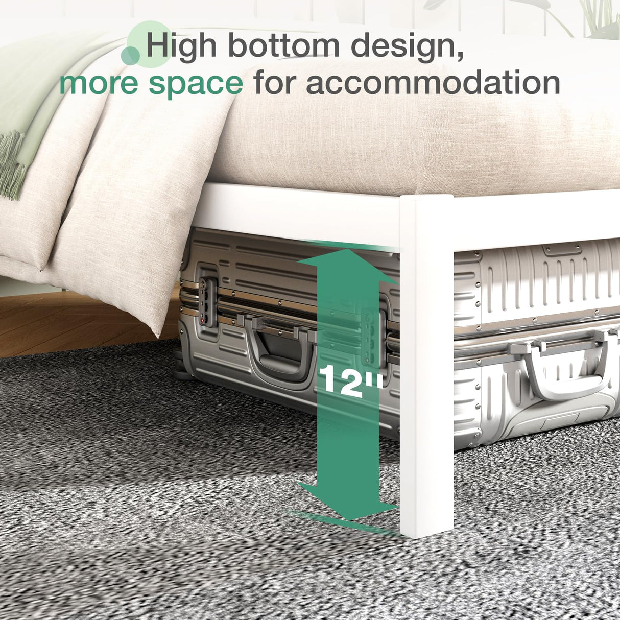 Novilla Heavy-Duty Queen Bed Frame with Headboard and Wooden Slat Support, Easy Assembly in White Novilla