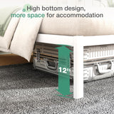 Novilla Heavy-Duty Queen Bed Frame with Headboard and Wooden Slat Support, Easy Assembly in White Novilla