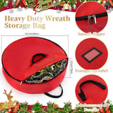 24 Inch RAINFLOW Christmas Wreath Storage Container - Heavy Duty Wreath Storage Bag With Handles Red Thickened Nonwoven Fabric Ideal For Household Organization Halloween Holiday Ornament Storage RAINFLOW
