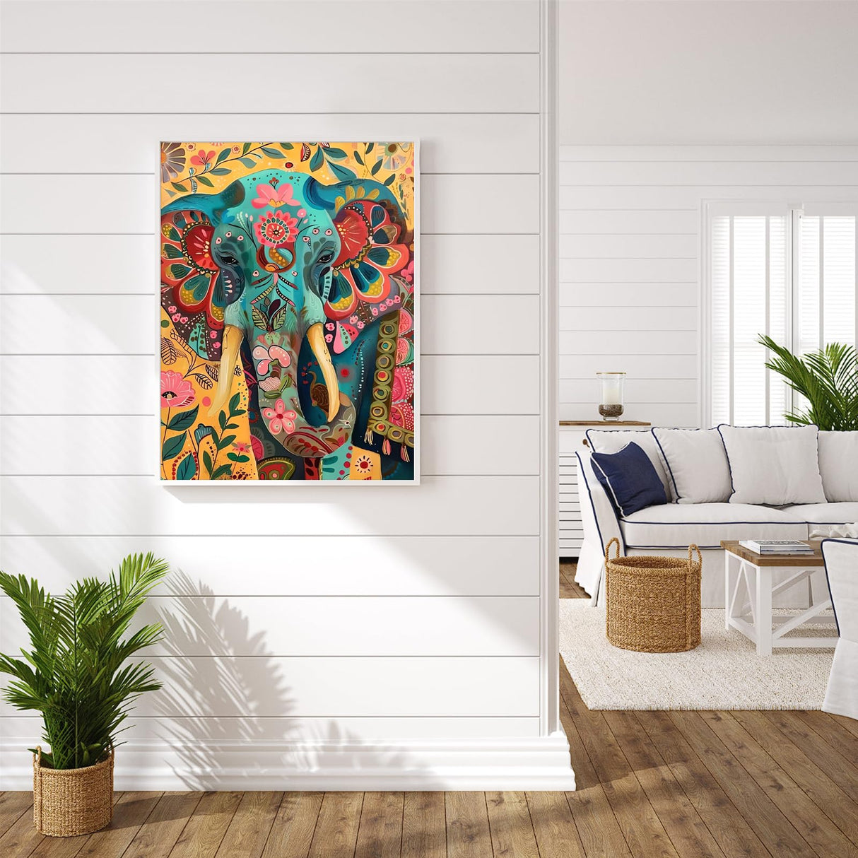 Elephant Diamond Art Kits for Adults, Animals Diamond Painting for Beginners, Flower Diamond Dot, Small Dimond Art Paintings Kit, Full Drill Gem Painting, Crafts for Adults, Home Wall Decor 12x16inch Rekxtmo