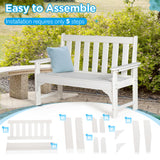 nalone Outdoor Bench, HDPE All Weather Patio Bench Load up to 800 Lbs, 2-Person Garden Bench Rot-Proof Fade Proof for Patio, Porch, and Park (White) nalone