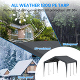 Carport 10x20 Heavy Duty Portable Garage,Galvanized Frame Carport Canopy,Portable Garages and Shelters with 8 Leg&4 Wind Rope,Car Tent Garage with All-Season Tarp for Boat Truck Bike,Without Sidewall BUPPLEE