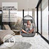Brafab Wicker Rattan Hammock Egg Hanging Chair with Chain, Rusty Resistant Aluminum Frame and UV Cushion, Indoor Outdoor Bedroom Patio Porch Folding Camping Chair(Without Stand) Brafab