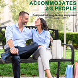 50-Inch Garden Bench,Park Outdoor Bench Metal Bench Clearance Yard Porch Chair with Steel Frame Outdoor Furniture for Backyard Entryway Deck Lawn, Black FDW