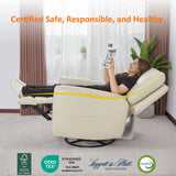 MCombo Power Swivel Rocker Recliner with Lumbar Support, Faux Leather Electric Nursery Glider Recliner Chair for Living Room, 6922 (Cream White) MCombo