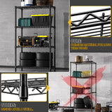 M MZG 1000 lbs 4 Tier Shelf Metal Storage Shelves Shelving Wire Rack Heavy Duty Closet Organizers for Garage Kitchen Bathroom Laundry Black 15.7" D x 33.5" W x 59.5" H M MZG