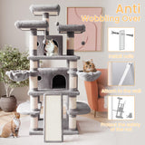 SHA CERLIN 68 Inches Multi-Level Large Cat Tree for Large Kitties/Big Cat Tower with Condo/Cozy Plush ‌Pussycat Perches/Sisal Scratching Posts and Hammocks/Activity Center/Grey SHA CERLIN