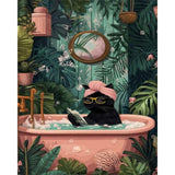 Black Cat Paint by Numbers Kit for Adults Beginner-Funny Bathing Black Cat Adult Paint by Number Kits on Canvas, DIY Acrylic Oil Painting by Numbers for Adults for Gift Home Wall Decor(16x20inch) Arttoplus