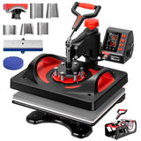 VIVOHOME 110-120V Professional Airbrushing Paint System with 1/5 HP Air Compressor and 1 Paint Sprayer with Upgraded 11 in 1 Combo Multifunctional Swing Away Clamshell Printing Sublimation Heat Press VIVOHOME