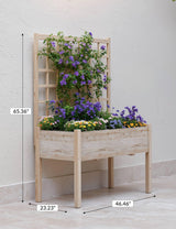 Raised Garden Bed with Legs for Outdoors, 46"x23"x65" Wooden Elevated Planter Box with Trellis, Planter Liner for Backyard, Patio, Balcony, Bed Liner for Climbing Plants, Flowers, Vegetables GarveeLife