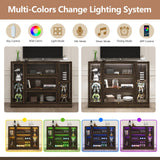 BONITURE Display Cabinet with Acrylic Glass Doors,Extra Wide Curio Cabinet with LED Lighting for Collectibles, Collectibles Toy Organizers Rack & Display Shelf Display Case, Walnut BONITURE