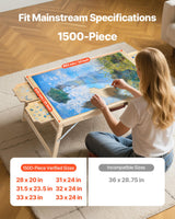 VEVOR 1500 Piece Puzzle Table with Folding Legs, 4 Drawers and Cover, 34x25 in Portable Wooden Board, Jigsaw Puzzle Accessories for Adults, Organizer & Storage System, Birthday Gift for Mom VEVOR