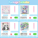 4 Pack Cartoon Diamond Art Kits for Kids, Crafts for Girls 8-12 Arts and Crafts for Kids Ages 4-8, 5D Cute Animals Diamond Art Painting for Adults Beginner, Gem Art for Home Wall Decor (6X6 inch) NANZHOO