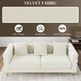 OUYESSIR Cloud Sofa Couch for Living Room, 79" Comfy Deep Seat Velvet Sofa with 3 Pillows and Gold Legs, Modern Upholstered 3 Seater Large Loveseat for Bedroom Office, White Velvet OUYESSIR