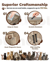 Upolana Cat Litter Box Enclosure, 48 inch Large Hidden Litter Box Furniture for 2 Cats, Double Wooden Kitty Litter Box Cabinet End Side Table, Greige Upolana