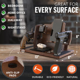 BarvA 2 Adaptive Wood Gun Racks Phone Docking Charging Station Gifts for Men Dad Birthday Ideas Nightstand Organizer Charging Dock Watch Charging Stand Wallet Key Gadget Device Bedroom Bedside Holder BarvA
