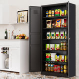 Metal Storage Cabinet with Doors and Shelves,Metal Pantry Cabinet,Black Craft Storage Cabinet,Ventilated Pantry Storage Cabinet,Large Tall Closet Cupboard for Home,Kitchen,Dining/Living/Laundry Room SISESOL