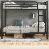 Bellemave Full Over Full Bunk Beds for Adults with Ladder & Full-Length Guardrails, Metal Heavy Duty Full Size Bunk Bed Frame with Sturdy Slats, Noise Free, No Box Spring Needed, Black Bellemave