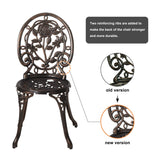 HOMEFUN Bistro Table and Chairs Set of 2 Outdoor 3 Piece Patio Set, Rose Pattern Cast Aluminum Bistro for Garden Balcony, Durable Rust All-Weather Resistance, Rose Bronze HOMEFUN