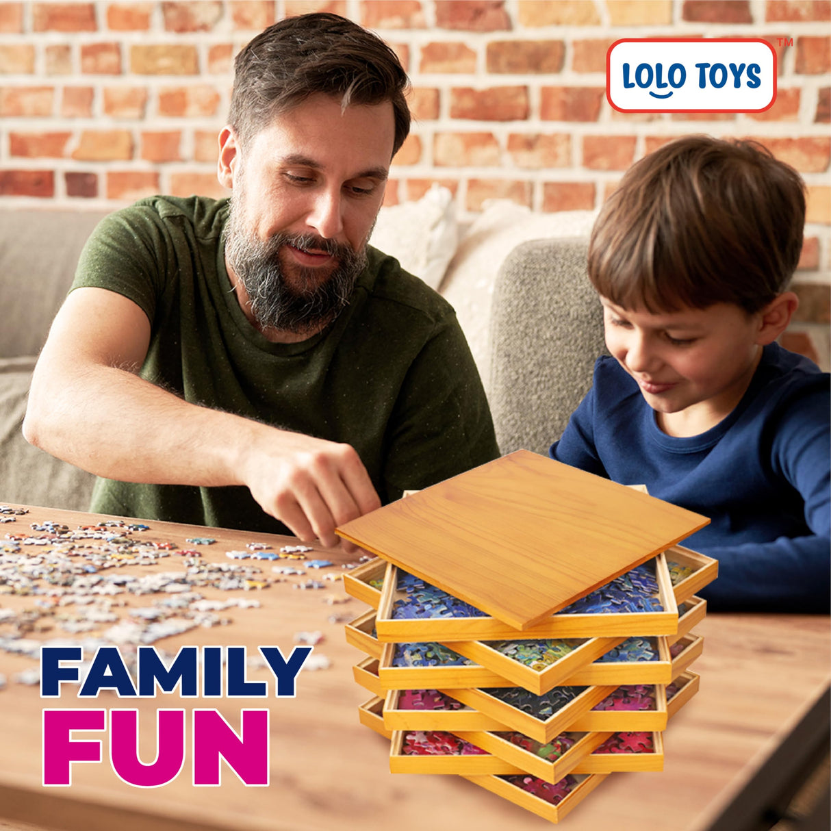 Premium Wooden Puzzle Sorting Trays Stackable – 8 x 8 Inch, Stackable Jigsaw Puzzle Organizer for Sorting up to 1500 Pieces – Durable Puzzle Piece Sorter Trays LOLO TOYS