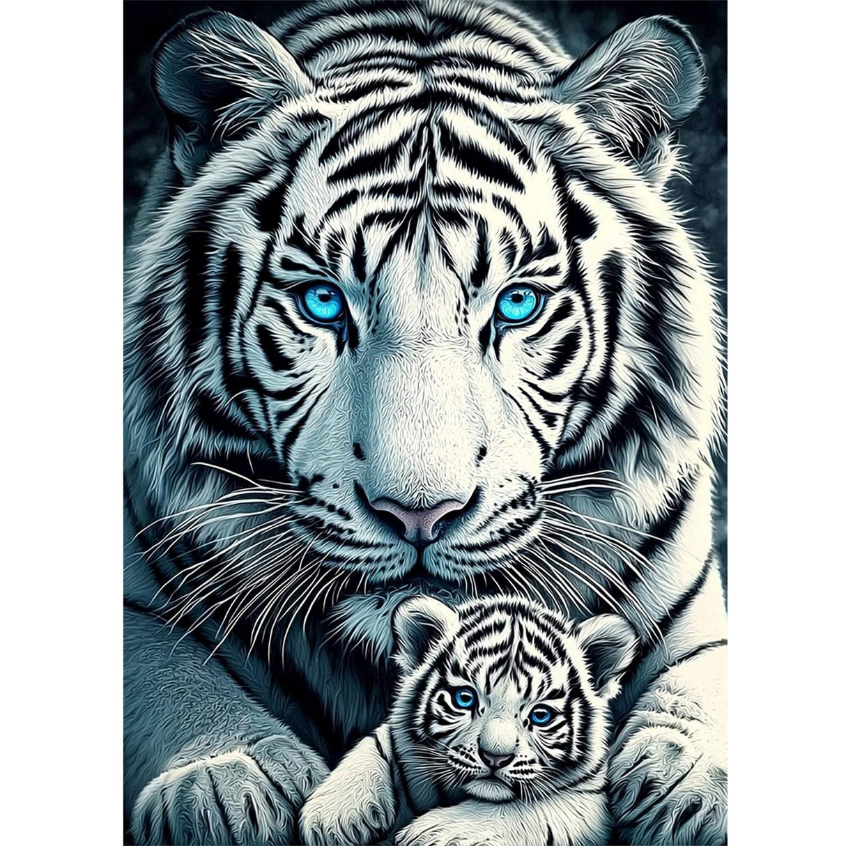 RICUVED White Tiger Diamond Painting Kits for Adults, 5D Diamond Painting Animal Diamond Art Kits for Beginners, Full Drill Diamond Art Diamond Gem Diamond Painting Kits for Home Wall Decor 12x16Inch RICUVED
