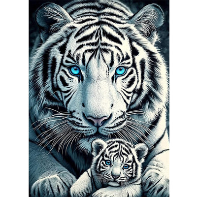 RICUVED White Tiger Diamond Painting Kits for Adults, 5D Diamond Painting Animal Diamond Art Kits for Beginners, Full Drill Diamond Art Diamond Gem Diamond Painting Kits for Home Wall Decor 12x16Inch