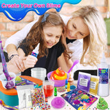 YOPINSAND Galaxy Slime Kit for Girls, DIY Slime Making Kit, Glimmer Crunchy, Butter, Foam, Glow in The Dark Slime with Add-ins, Foam Balls, Charms, Glitters, Party Favors Gift Toys for Kids 6-12 YOPINSAND