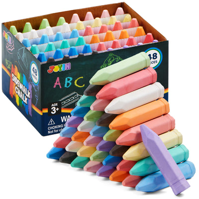 JOYIN 48 PCS Cone Shaped Washable Sidewalk Chalks Set, 12 Colors, Non-Toxic Jumbo Chalk Set for Art Play, Sidewalk Colored Outside Washable Set for Summer Outdoor Games and Chalkboard Drawing