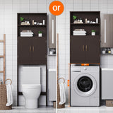 Yaheetech Over The Toilet Storage, Taller Bathroom Organizer Space-Saving Storage Cabinet with Adjustable Shelves and Double Doors, 77 in H, Espresso Yaheetech
