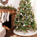 LimBridge Knitted Christmas Tree Skirt: 36 Inches Cream White Tree Skirt, Diamond Edge Cable Knit Thick Rustic Christmas Tree Decorations, Christmas Decor Xmas Holiday Home Party Decorations LimBridge