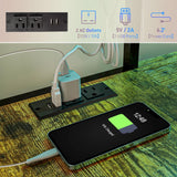 HOMCOM Metal Loft Bed Twin Size with L-Shaped Desk, LED Lights, Charging Station, for Teens Adults, Twin Loft Bed Frame with Fabric Drawers, Guardrail, Ladder, Noise Free, No Box Spring Needed, Black HOMCOM