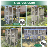 Catio Outdoor Cat Enclosure Large Cat House Catio Window for Mulitiple Cats Walk-in Kitty Cage with 5 Platforms 3 Access Doors Tarp Roof 67.7" H Magazoopet