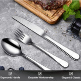 49-Piece Stainless Steel Silverware Set with Cutlery Organizer, Service for 8 with Steak Knives and Kitchen Utensils JUNLIN
