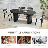 70.8 Inch Dining Table for 4-6 People, Oval Kitchen Table with Semi-Cylindrical Legs Base, Modern Farmhouse Round Dinner Tables for Dining Room Kitchen Living Room (Black) weselon