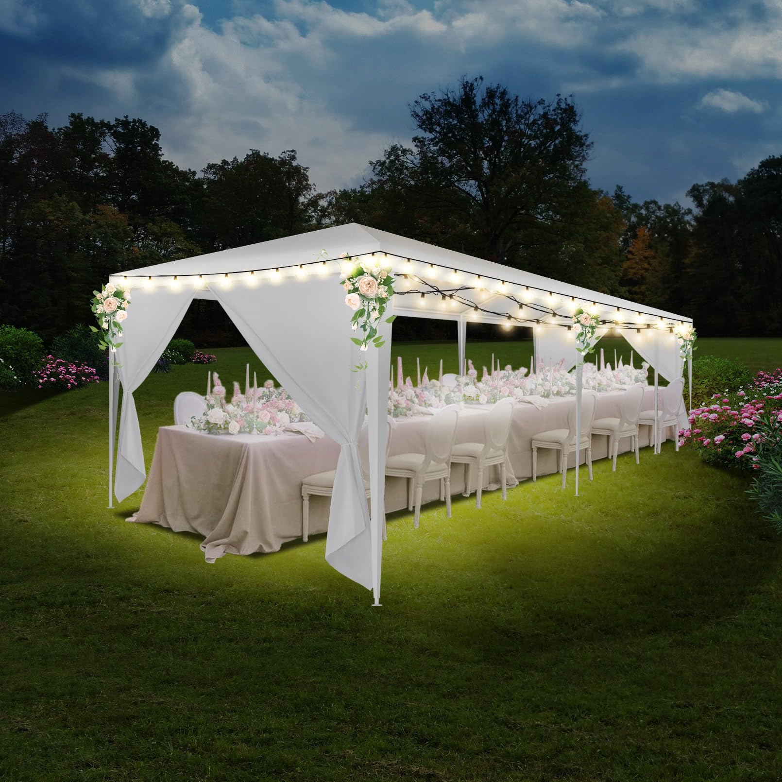 HOTEEL Party Tent 10x30, Tents for Parties with 8 Removable Sidewalls, Waterproof Patio Gazebo, Outdoor Tent for Weddings and Events - WoodArtSupply