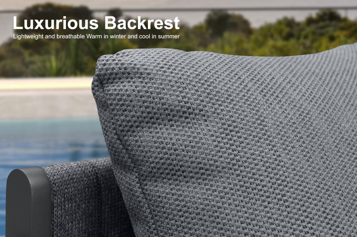 PURPLE LEAF 9 Pieces Outdoor Patio Dining Set Modern Large Weather-Resistant Table and Aluminum Chairs with Olefin Fabric Cushions for Family Dinners Indoor Decor Kitchen Grey PURPLE LEAF