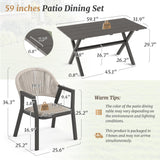 Cozyman 9-Piece Patio Furniture Set, All-Weather Resistant 79 Inch Aluminum Outdoor Dining Set with PE Wicker Chairs, Beige Almond Cozyman