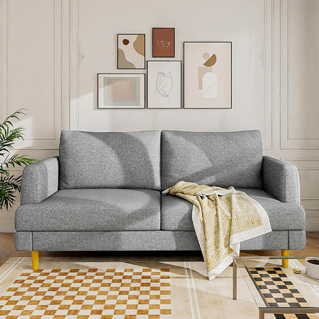 Loveseat Sofa Couch for Living Room with USB Type C Ports – Light Gray Upholstered 70" Small Couches for Bedroom, Office or Apartment–Modern 2-Seater Deep Seating with Soft Cushions & Sturdy Frame Living&Giving