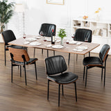 YaFiti Dining Chairs Set of 4, Dining Room and Kitchen Chairs, Mid Century Modern Accent Chair, Upholstered PU Leather Chairs for Vanity with Walnut Bentwood and Metal Legs, Black YaFiti