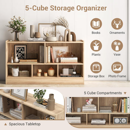 Multi-functional 5 Cube Open Shelf Bookcase with Natural Finish for Versatile Storage - WoodArtSupply