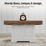 Lareth Coffee Table 31.5 in Farmhouse Center Table with X Design Wooden Pedestal for Living Room, Small Square Home Office Tea Accent Table for Dining Room Apartment, Antique White Lareth
