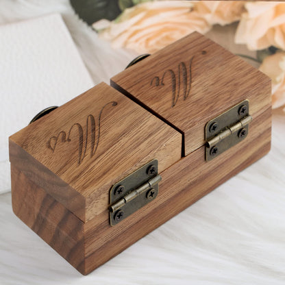 Godchoices Personalized Wooden Engagement Ring Box Wooden Rustic Ring Case | Custom Name Engraved Ring Bearer Box Wooden Ring Holder for Proposals, Wedding Ceremony - WoodArtSupply