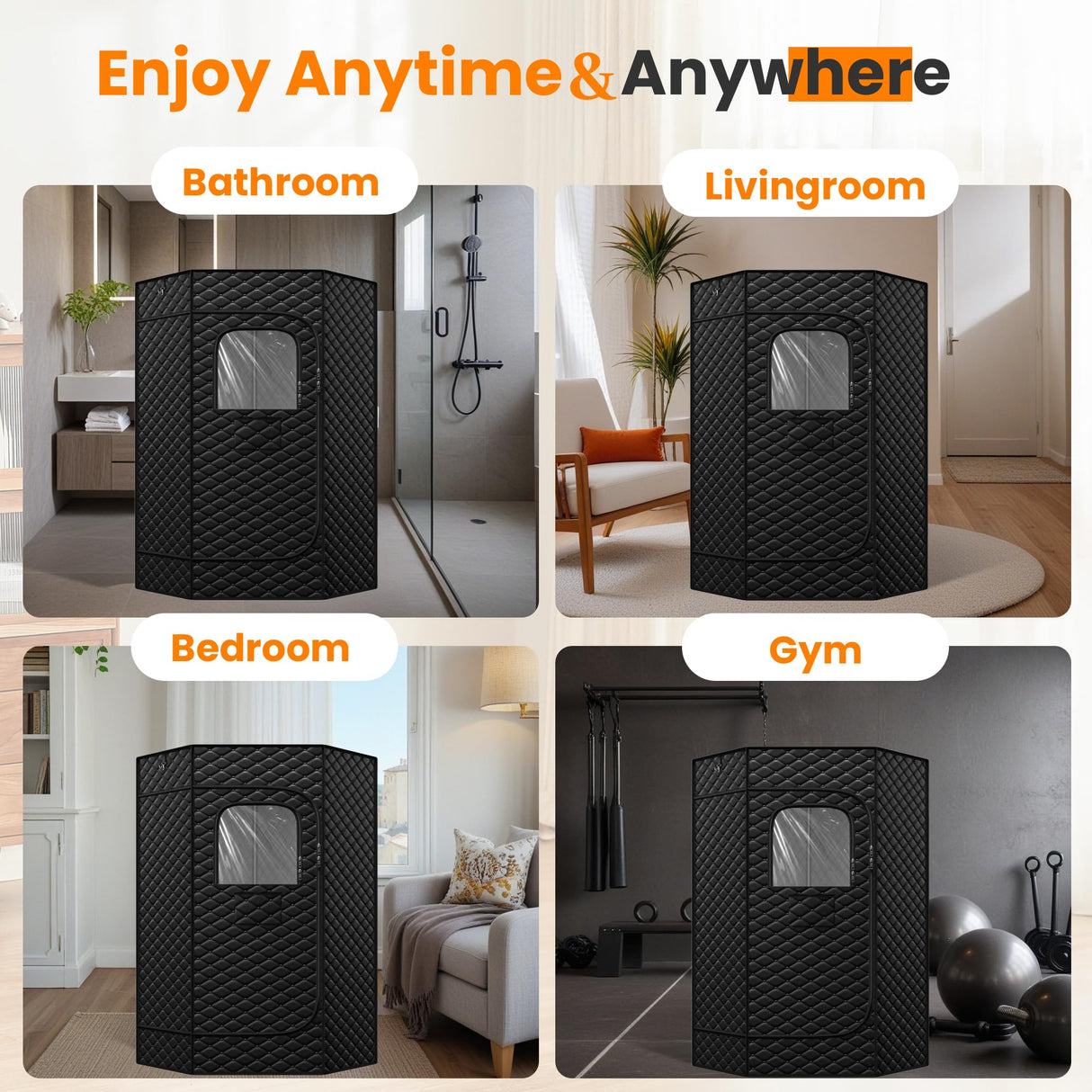 Manastin Portable Large Home Steam Sauna with 3L High Capacity Steamer, Personal Sauna Tent with Remote Control, 15 Levels Sauna Box with Folding Chair, Black (Large) Manastin