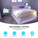 Bloddream Floating Nightstand with Charging Station and LED Light Strips, 21.3" Bedside Table with Drawers,Floating Bedside with USB Ports and Outlets, Bedroom Furniture Bloddream