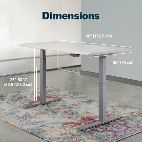 Vari ComfortEdge Electric Stand Up Desk - 60x30 White Electric Standing Desk, Sloped Ergonomic Front Edge- Perfect Work, Gaming, Writing- Stable Vari