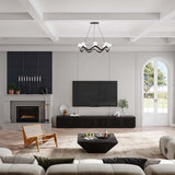 POVISON Modern Solid Wood TV Stand, Black Entertainment Center for 65 inch TV, Full Assembled Media Console with Storage, Farmhouse Low TV Cabinets POVISON