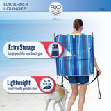 Rio Beach Portable Lay Flat Folding Backpack Beach Lounge Chair with Backpack Straps and Storage Pouch, Blue and Red Rio Brands