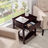 Giantex Nightstand, Wood End Table with Drawer and Open Shelf, Night Stand for Small Spaces, 2-Tier Bedside Table for Living Room Bedroom Dorm, Easy Assembly, Brown Giantex