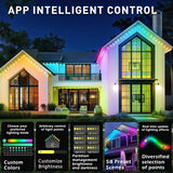 INZIDOL 100FT Permanent Outdoor Lights, IP67 Waterproof,for House Roof, Christmas, Holiday, Party, Daily Lighting, Smart RGB Outdoor Lights with Remote APP Control & DIY Scenes INZIDOL