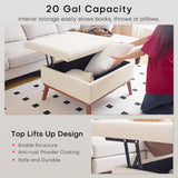 Redlife Ottoman Coffee Table, 31" Wide Rectangular Large Ottoman with Storage, Lift Top Ottoman Coffee Table Mid Century Modern Rectangle Coffee Tables for Living Room (Beige Rectangle) Redlifeᅟᅠ